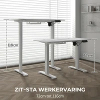Vinsetto Sta-bureau, in hoogte verstelbaar, 120x60x72-116cm, Wit(m-4)