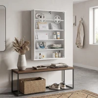 HOMCOM Armário de Medicamentos de Parede com Fechadura 2 Chaves e Portas de Vidro 60x17x82,5 cm Branco(m-8)