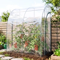 Outsunny Serre de Jardin adossée serre adossée 2 portes zippées enroulables acier PVC transparent(m-9)