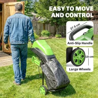 Outsunny Broyeur de Végétaux Électrique 2500 W, Broyeur de Branches avec Sac de Collecte 45L, 4300 tr/min, 44x34x96cm, Vert(m-9)