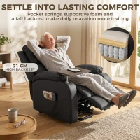 HOMCOM Riser Recliner Chair with Massage and Heat, Electric Lift Recliner Armchair for Elderly, with Side Table, Black(m-7)
