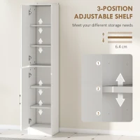 kleankin Tall Mirrored Bathroom Cabinet, Bathroom Storage Cupboard, Floor Standing Tallboy Unit with Adjustable Shelf, White(m-5)