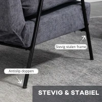 HOMCOM oorfauteuil met kruk, fauteuil met verstelbare rugleuning, grijs(m-7)