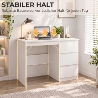 HOMCOM Computertisch Schreibtisch mit 3 Schubladen, Moderner Bürotisch PC Tisch 100 x 50 x 75 cm, Weiß(m-7)