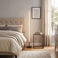HOMCOM LED hoeklamp, moderne vloerlamp, 1450 lm, 3 helderheidsniveaus, voetschakelaar, 3000 K, woon-/slaapkamer, zwart(m-8)
