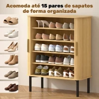 HOMCOM Sapateira de 5 Níveis com Portas Deslizantes para 15 Pares, Carvalho(m-4)