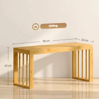 HOMCOM Banco Zapatero de Bambú con Asiento de Listones, 90 cm, Natural(m-3)