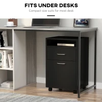HOMCOM Filing Cabinet, Mobile File Cabinet with 2 Drawers, Office Home Organiser on Wheels for A4, Letter-Size File Folders, Mobile Printer with Open Shelf, Black(m-5)