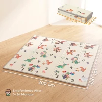 AIYAPLAY Opvouwbare dubbelzijdige baby speelmat met verkeers- en dinosaurusmotief, 200 x 180 cm, voor kinderen van 0-3 jaar(m-3)