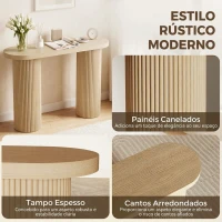 HOMCOM Mesa Consola 103 cm com Arrumação Oculta, Carvalho(m-5)