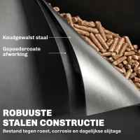 Outsunny Metalen pelletbak op wielen, 30 kg pelletopslag met zeef en kijkvenster, 36,5 x 36,5 x 61,5 cm(m-5)