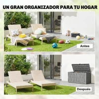 Outsunny Arcón Exterior Capacidad 227L Baúl de Almacenaje Exterior Resistente al Agua y a los Rayos UV con Cerradura Gris(m-4)