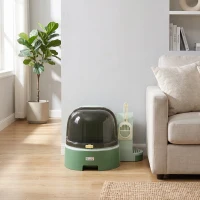 PawHut Maison de toilette, bac à litière fermé pour chat Compartiment Inférieur Amovible pour un Nettoyage Facile Pelle inclus(m-2)