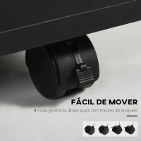 HOMCOM Bloco de Gavetas de Escritório com Armário e Gaveta Móvel Arquivador com Rodas Suporte para Impressora 40x35x60 cm Preto(m-6)