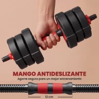 SPORTNOW Juego de Mancuernas Ajustables 20 kg 5 en 1 como Kettlebell Barra Mancuernas Soporte para Flexiones para Gimnasio Casa(m-6)