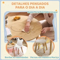 AIYAPLAY Mesa Infantil com 2 Cadeiras com Espaço de Arrumação para Crianças de 3-6 Anos para Sala de Jogos Dormitório Madeira e Branco(m-7)
