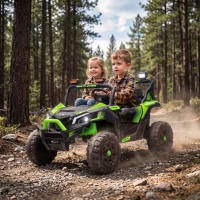 AIYAPLAY UTV elétrico infantil 24 V de 2 lugares com 2 motores de 120 W, comando à distância e suspensão às 4 rodas, verde(m-2)