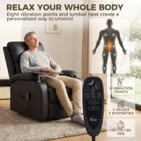 HOMCOM Riser Recliner Chair with Massage and Heat, Electric Lift Recliner Armchair for Elderly, with Side Table, Black(m-5)