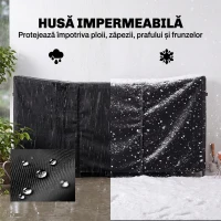 Outsunny Suport pentru Lemne de Foc din Metal cu Prelată Impermeabilă, Capacitate 0.8m³, Cadru Reglabil, 235 x 31 x 116 cm, Negru(m-4)
