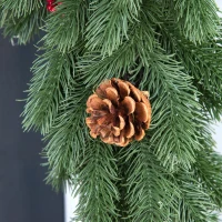 HOMCOM 1,9M kunstkerstslinger bloemdecoratie met dennenappels bessen kerstslinger spar voor trappen haard PE groen 190 x 12 x 8 cm(m-9)