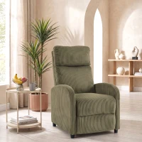 HOMCOM Sillón Relax Reclinable de Pana hasta 135° Reposapiés Respaldo Alto Acolchado Grueso Montaje Fácil Verde Oscuro(m-10)