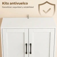 HOMCOM Alacena de Cocina de 170 cm con 4 Puertas Cierre Suave Cajón Estantes Ajustables Encimera para Microondas Blanco(m-7)