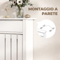 HOMCOM Copritermosifone a Doghe Verticali con Cassetto e Antiribaltamento, 88.5x19x93cm, in Legno, Soggiorno, Bianco(m-6)
