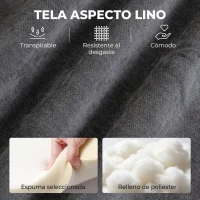 HOMCOM Sillón de Salón con Reposapiés Ajustable y Giratorio 360° de Lino Respaldo Forma Abanico Acolchado Grueso Gris Oscuro(m-6)
