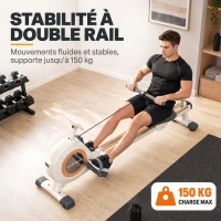 SPORTNOW Rameur magnétique 16 niveaux avec écran LCD et support de téléphone, rangement vertical, pour l'entraînement à domicile(m-4)