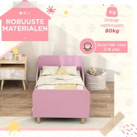 AIYAPLAY Kinderbedframe, eenpersoonsbed voor kinderen, veiligheidshekje, klein bed voor kinderkamer, MDF, zonder matras, Roze(m-6)