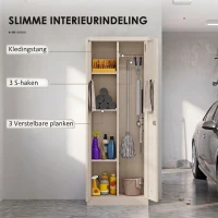 HOMCOM Hoge stalen garagekast met deuren en verstelbare legplanken, opbergkast met ophangstang, crèmewit(m-5)