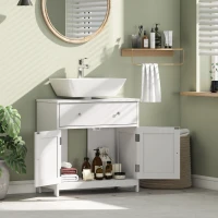 HOMCOM Mueble Bajo Lavabo Salvaespacio con Cajón y Armario, Blanco(m-5)