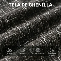 HOMCOM Sillón con Reposapiés de Altura Ajustable Sillón Lectura Giratorio 360° de Chenilla Asiento Ancho Acolchado Grueso Gris(m-7)