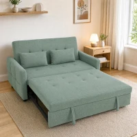 HOMCOM Canapé Convertible 2 Places 3 en 1, Canapé-Lit Clic Clac 160 cm, Dossier Réglable, Assise Large, 2 Oreillers, Vert(m-14)