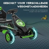 HOMCOM skelter, kindervoertuig met pedaal, pedaalauto, outdoor, groen+zwart(m-6)