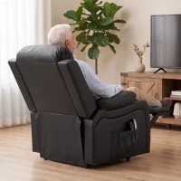 HOMCOM Sillón Relax Reclinable Eléctrico Levanta Personas con Masaje Vibratorio y Calor Puerto USB Control Remoto Negro(m-8)