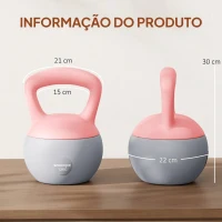 SPORTNOW Kettlebell de 12 kg Pesa Russa Preenchida de Areia Metálica e Alça Antiderrapante para Treino em Casa Ginásio Ø21x30 cm Rosa(m-3)