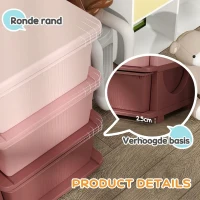 HOMCOM kinderzitbank met opbergruimte kistbank speelgoedkist met schuiflades drie niveausSpeelgoedopbergbox voor de kinderkamer 3-6 jaar kindermeubel roze 37 x 37 x 56,5 cm(m-5)