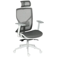 Vinsetto bureaustoel met hoofdsteun 3D-armleuning 3 niveaus in hoogte verstelbaar ergonomische netstof schuimgrijs 67 x 65 x 120-128 cm(m-10)