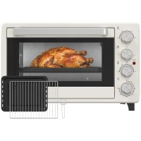 HOMCOM Horno Eléctrico de Sobremesa 32L 1600W con 3 Modos de Calor Temporizador Temperatura Regulable 52,2x38,1x33,5 cm Crema(m-11)