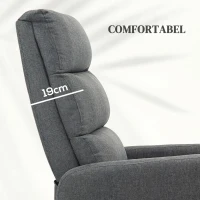 HOMCOM Elektrische Relaxstoel met Opstaanhulp, Afstandsbediening, Zacht Schuim, Zijvak, Bekleding in Linnenlook, Grijs(m-6)