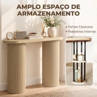 HOMCOM Mesa Consola 103 cm com Arrumação Oculta, Carvalho(m-4)