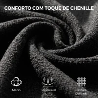 HOMCOM Cadeirão Individual em Chenille Acolchoado para Sala com Pés em Metal e Bolso Lateral Preto(m-4)