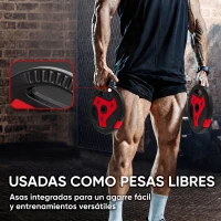 SPORTNOW Juego de Discos de Pesas de 4 Piezas Agujero 25 mm Total 15 kg 2x5kg 2x2,5kg con Agarres para Mancuernas y Barras Rojo(m-4)