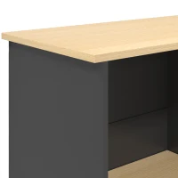 HOMCOM Mueble armario microondas para cocina con 1 nicho, 3 puertas pasacables 80 x 35 x 97 cm negro y aspecto madera(m-8)