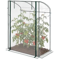 Outsunny Gewächshaus mit Tür Gebogendach winterfest Foliengewächshaus aus Stahl, Treibhaus 128 x 70 x 170 cm Transparent(m-11)