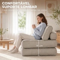 HOMCOM Cadeirão-Cama Convertível 3 em 1 Multifuncional Sofá Cama Individual com 2 Almofadas Branco Creme(m-7)