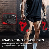 SPORTNOW Juego de Discos de Pesas de 4 Piezas Agujero Ø25 mm Total 25 kg 2x7,5kg 2x5kg con Agarres para Mancuernas y Barras Rojo(m-4)
