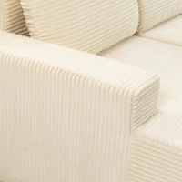 HOMCOM Canapé d'Angle 3 Places en Velours Côtelé, Canapé Compressé en L 235cm, Méridienne Incurvée, Assise Profonde, Beige(m-11)