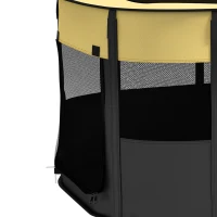 PawHut Parque plegable para mascotas parque para cachorros de tejido Oxford con ventanas y puertas bolsa de almacenamiento amarillo(m-6)